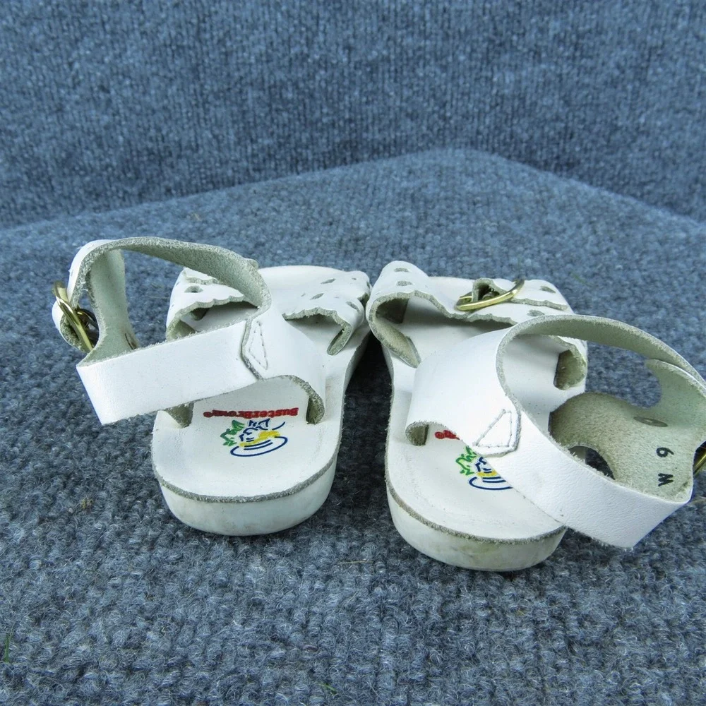 Buster Brown Girls Ankle Strap Shoes White Leather Buckle‎ Size T 6 Medium